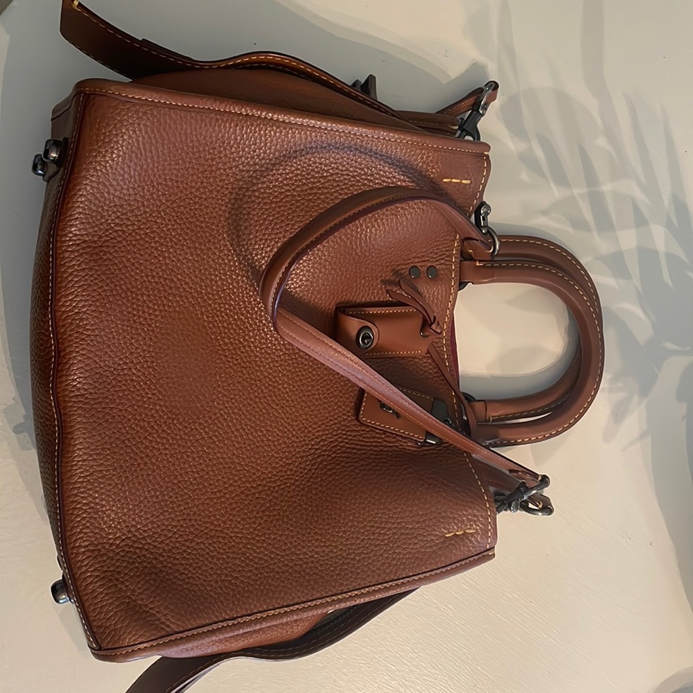 Coach 1941 Rogue 31 Bag in Saddle Brown Pebble Leather & wine suede lining